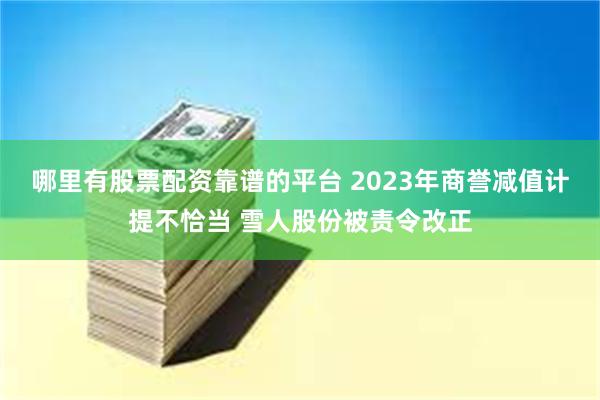 哪里有股票配资靠谱的平台 2023年商誉减值计提不恰当 雪人股份被责令改正