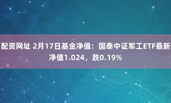 配资网址 2月17日基金净值：国泰中证军工ETF最新净值1.024，跌0.19%